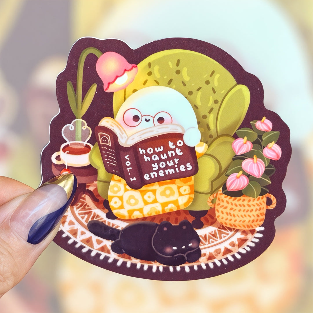 How to Haunt Your Enemies – Cozy Ghost Sticker