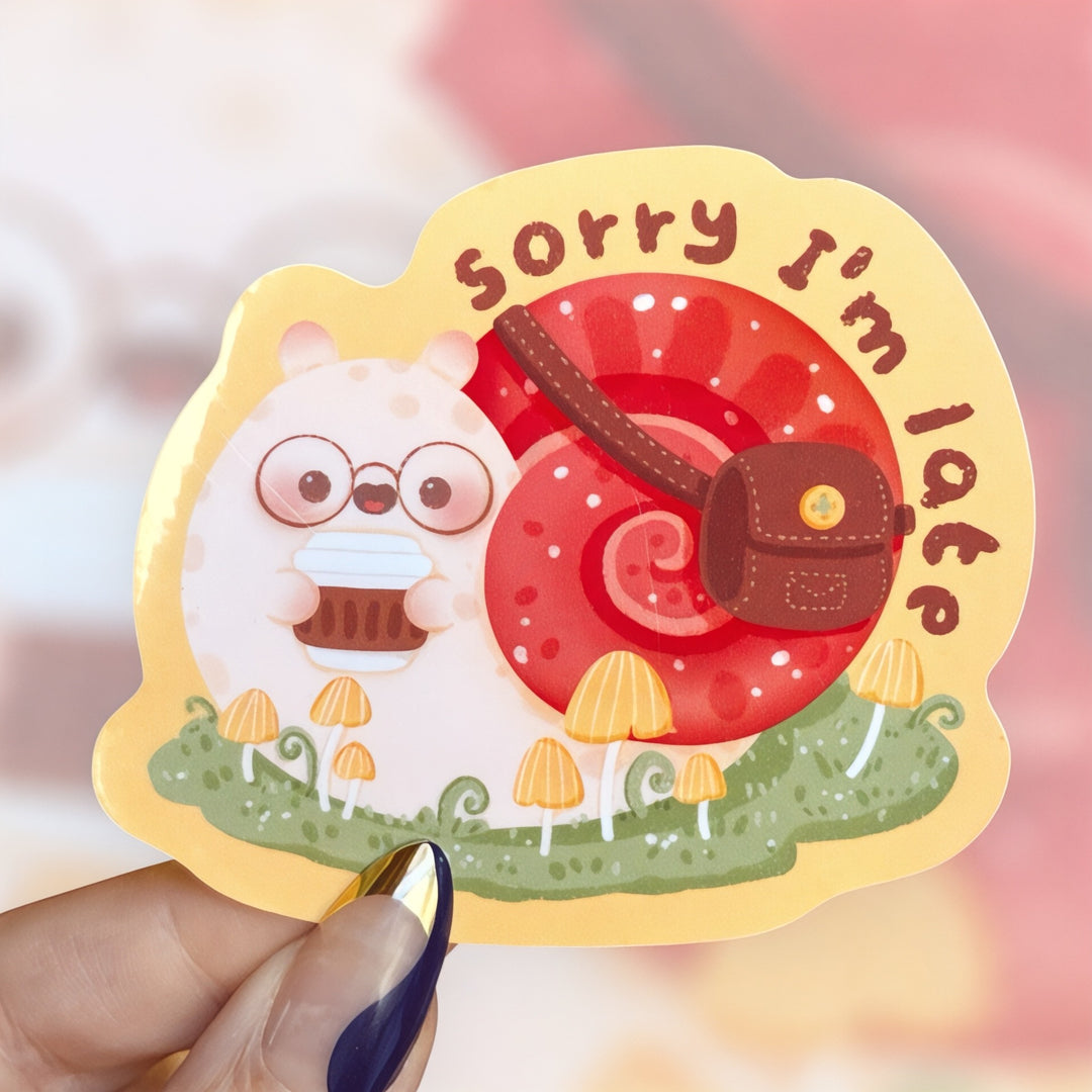 "Sorry I’m Late" – Coffee Snail Sticker
