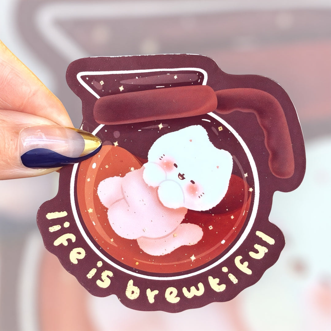 "Life Is Brewtiful" – Coffee Lover Sticker