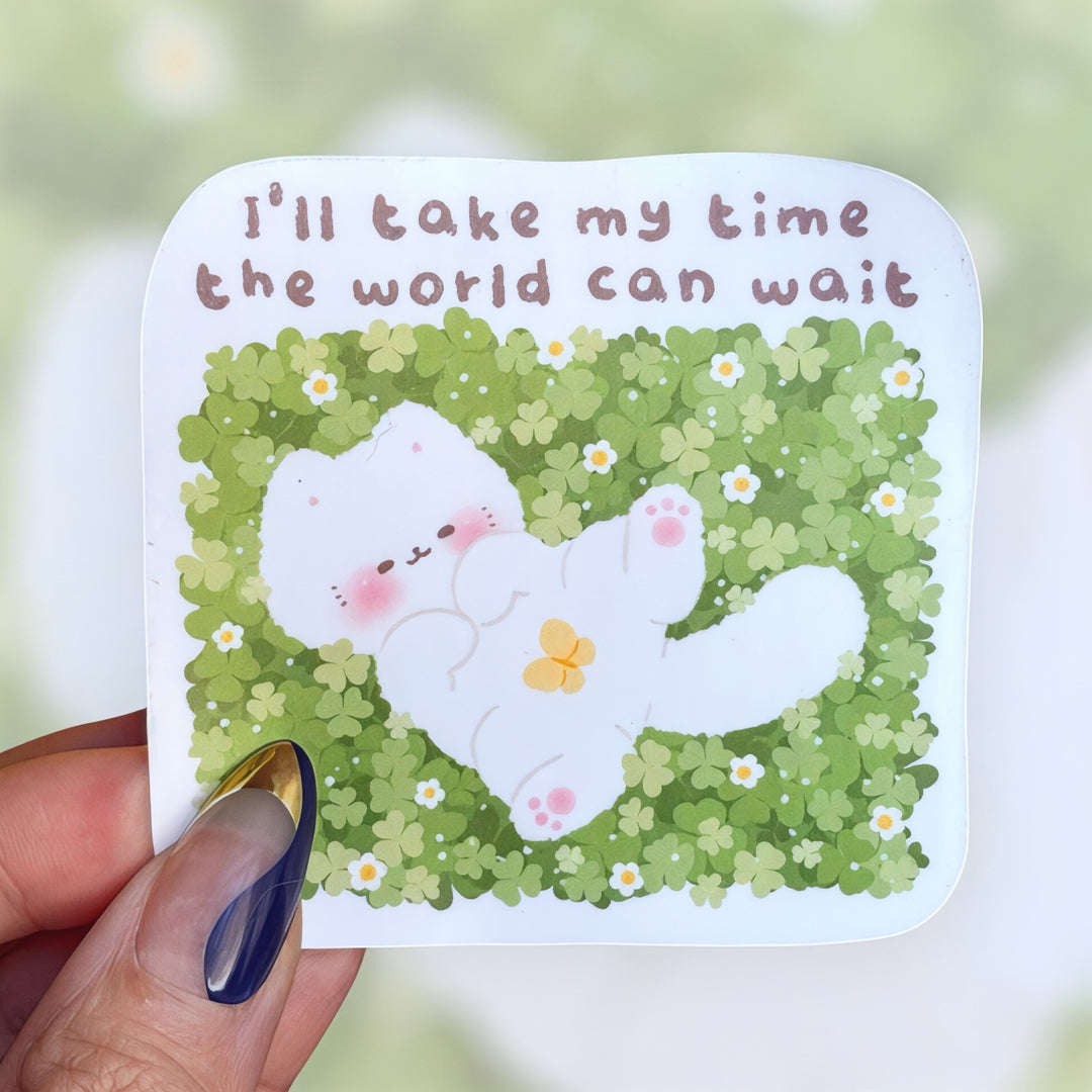 The World Can Wait – Slow Living Cat Sticker