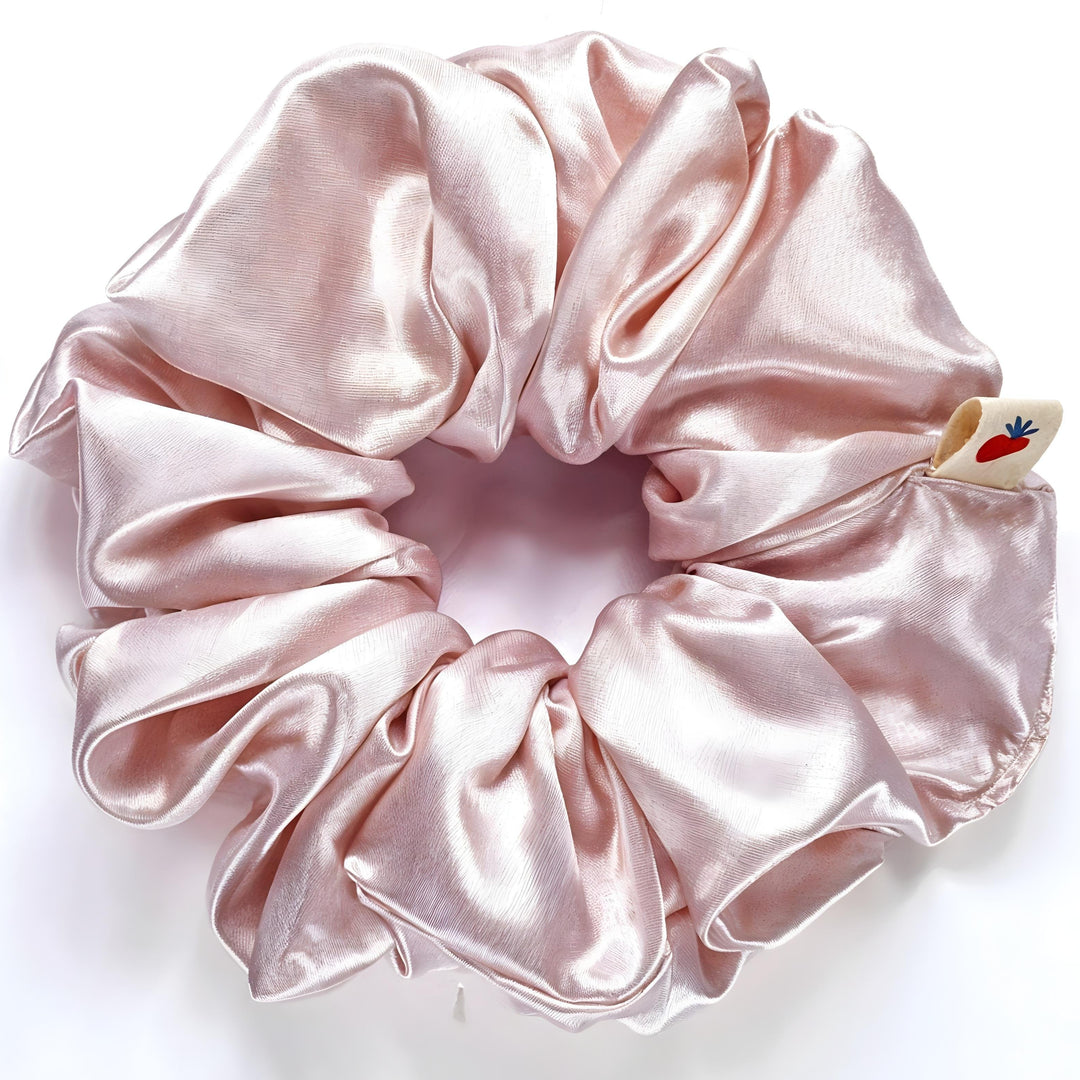 Pale Solid Pink XL Handmade Satin Scrunchie - Rosalie