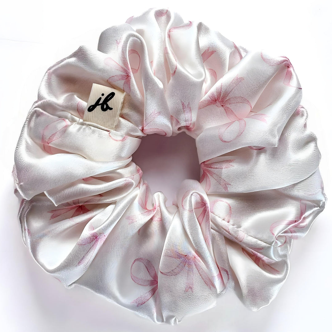 Pink Coquette Bow - XL Handmade Satin Scrunchie - Juliette
