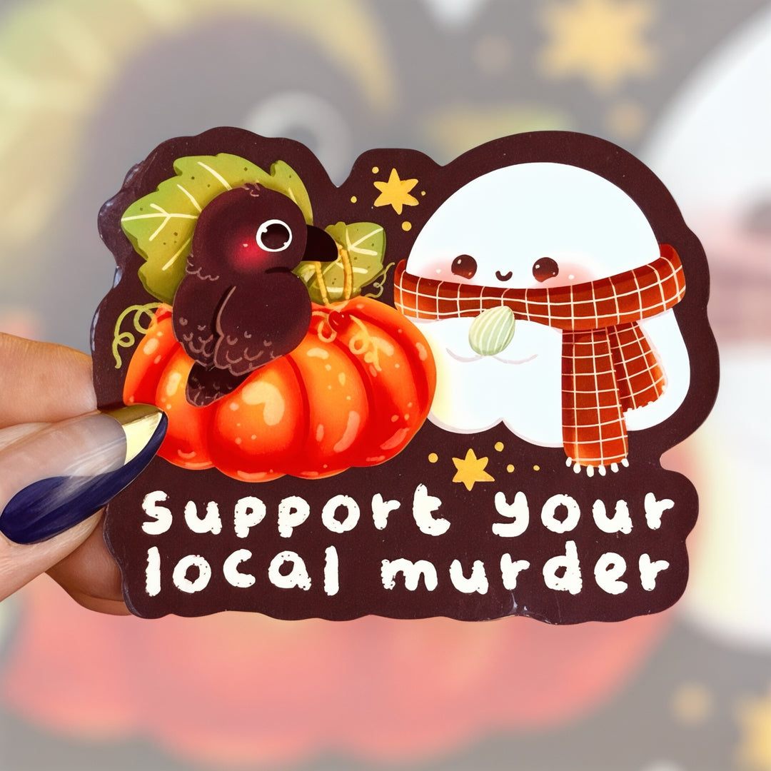 Support Your Local Murder – Spooky Crow & Ghost Sticker