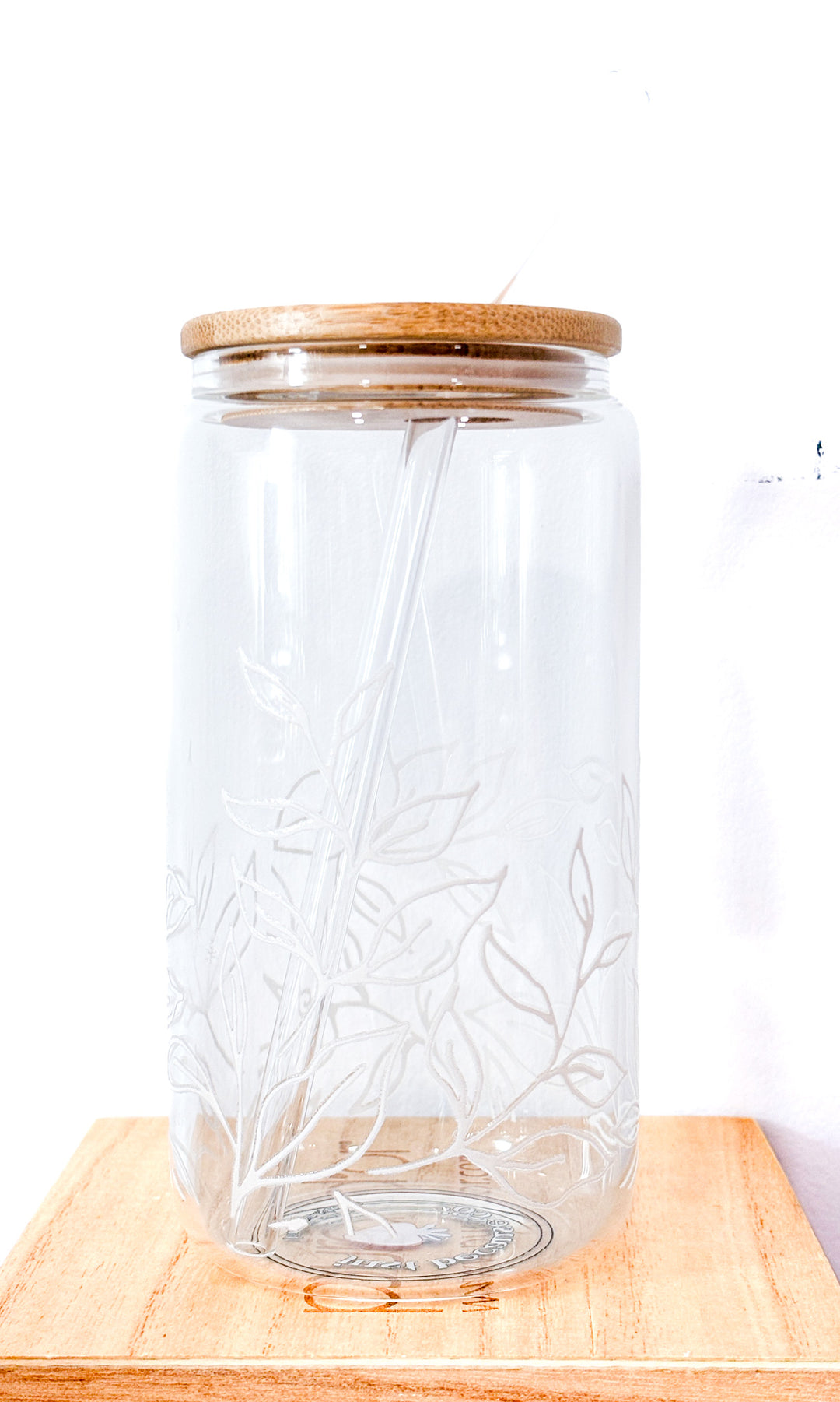 Whispering Leaves Glass Cup – 16oz