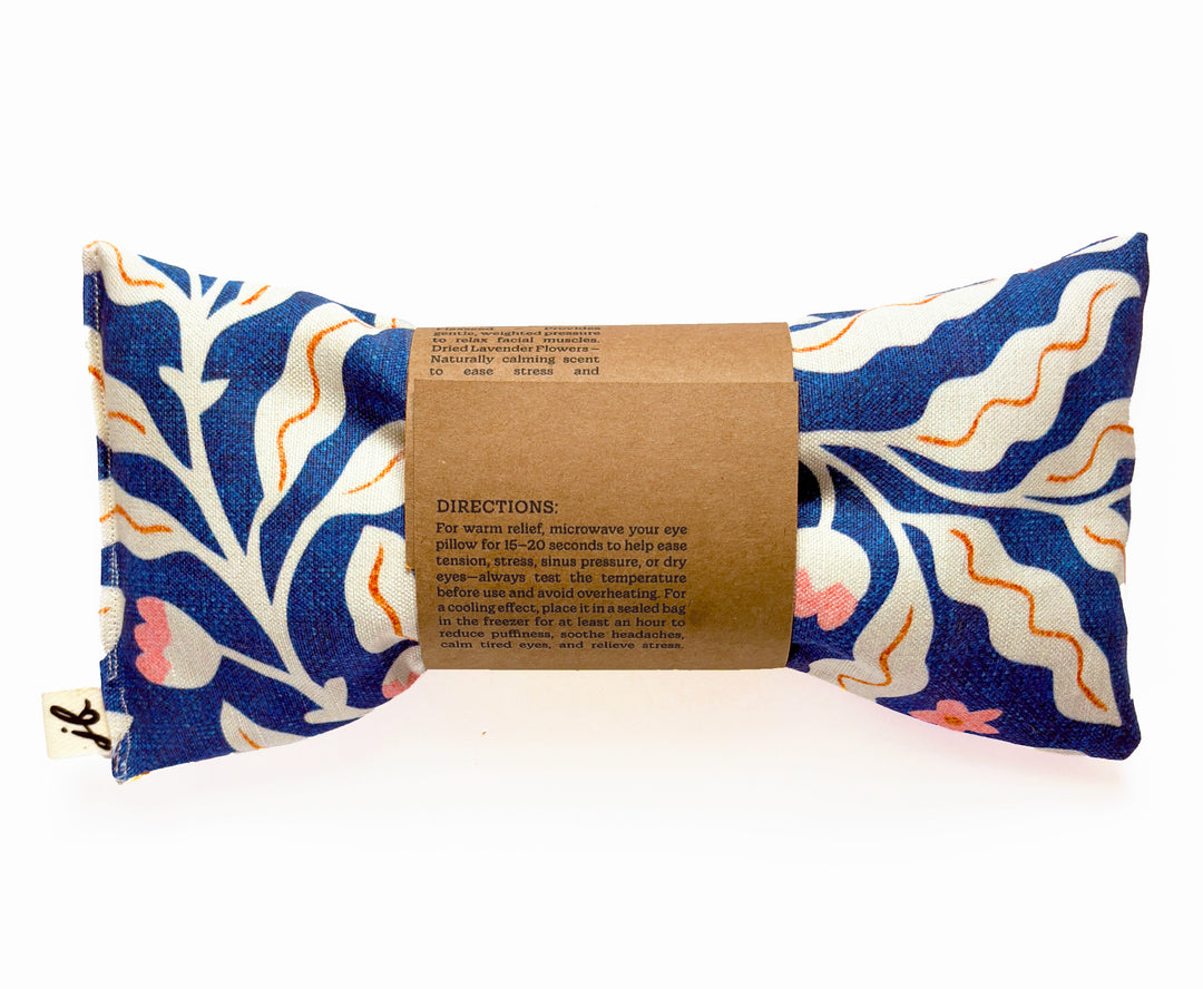 Lavender Flaxseed Eye Pillow – Quiet Meadow | Weighted Eye Mask with Soft Blue, Pink & Cream Floral Pattern for Stress & Sinus Relief