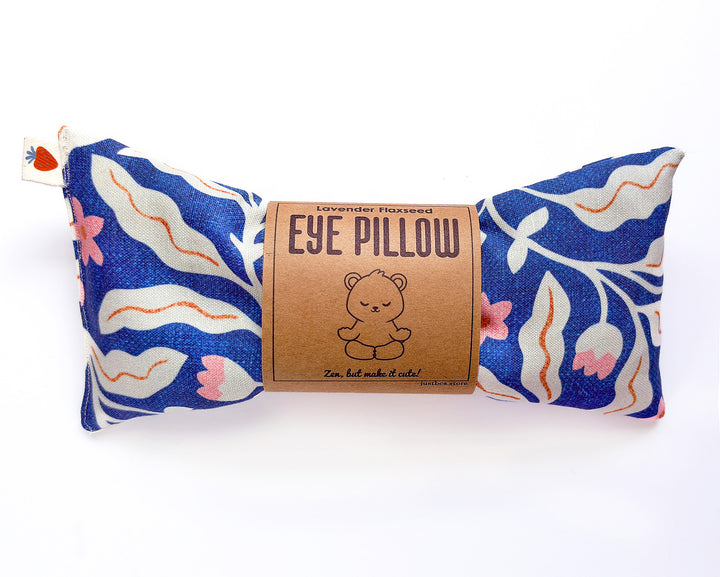 Lavender Flaxseed Eye Pillow – Quiet Meadow | Weighted Eye Mask with Soft Blue, Pink & Cream Floral Pattern for Stress & Sinus Relief