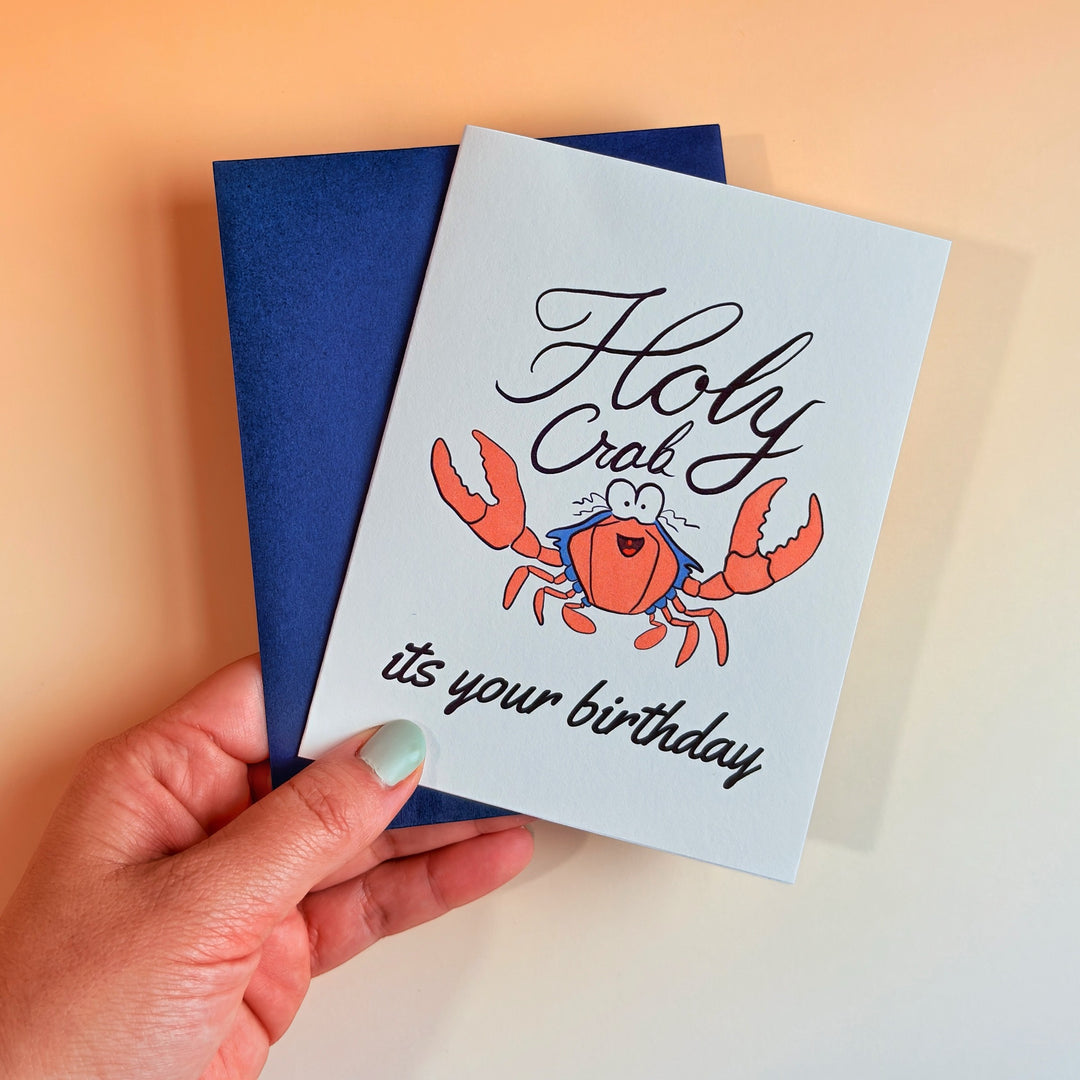 🦀 "Holy Crab, It's Your Birthday" Greeting Card