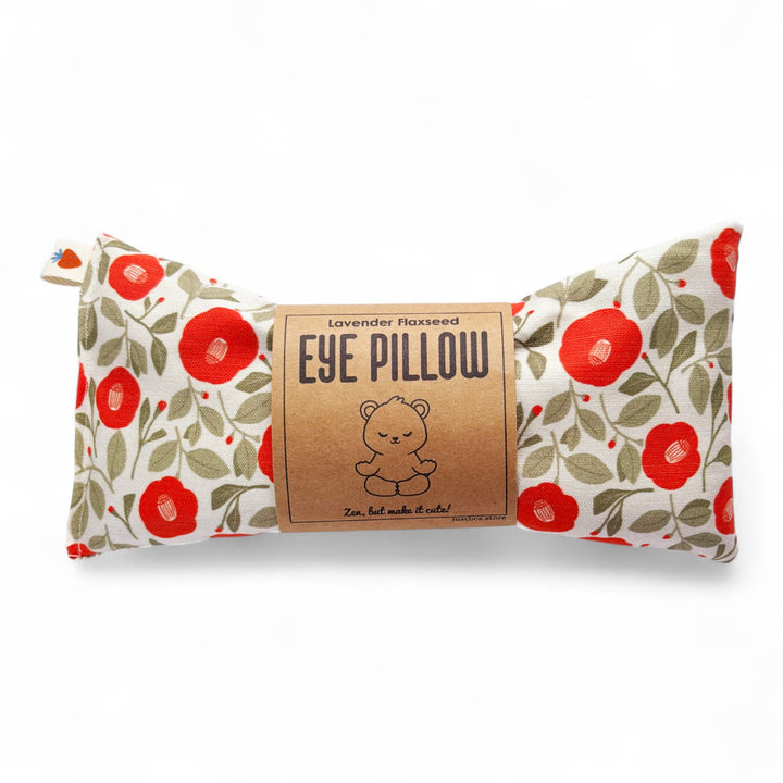 Lavender Flaxseed Eye Pillow – Blushing Garden | Weighted Eye Mask with Red Floral Pattern for Stress & Sinus Relief
