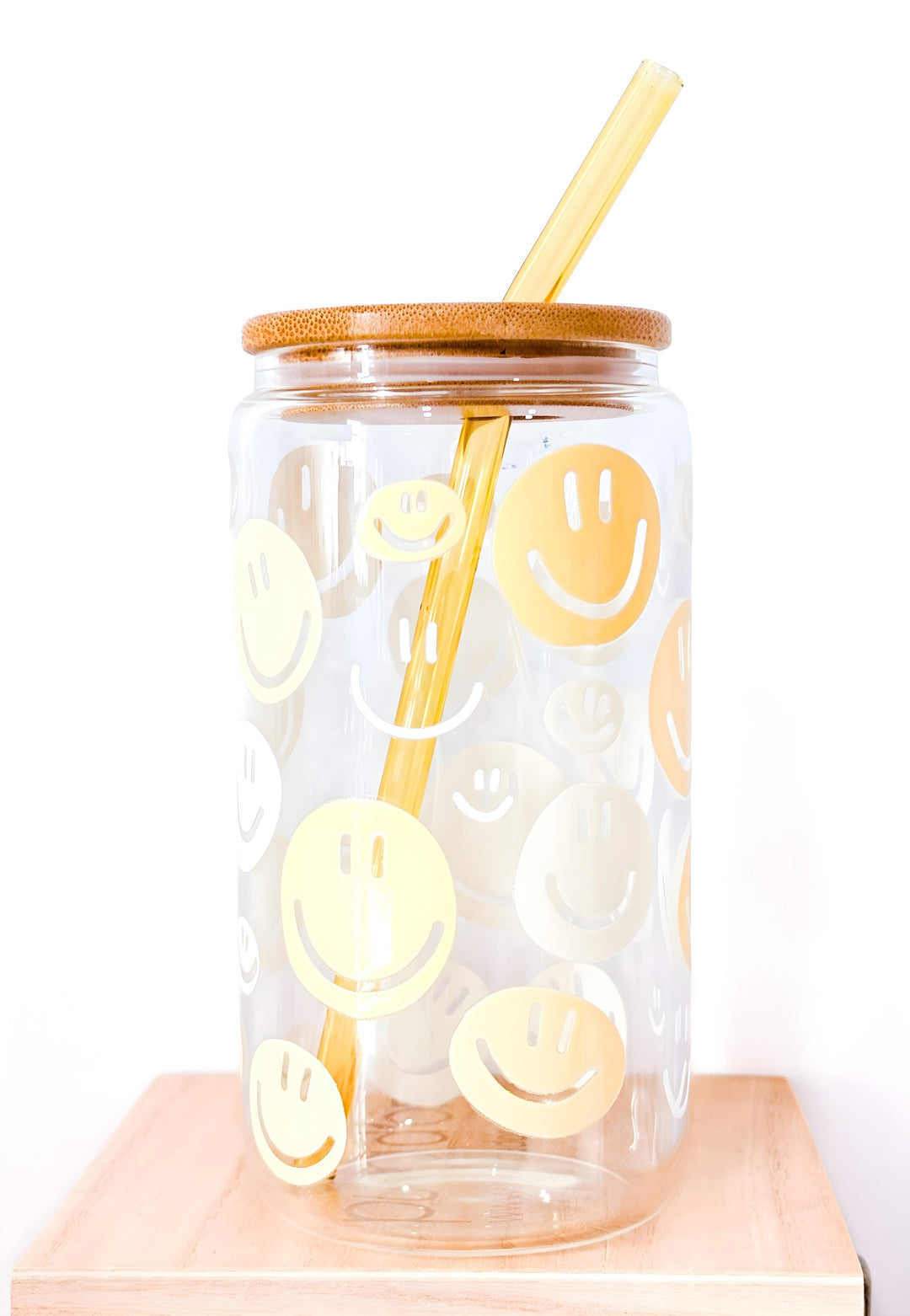 Happy Vibes Glass Cup – 16oz