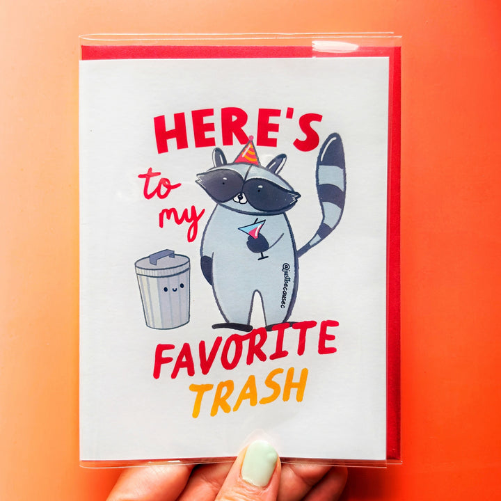 🦝 "Here's to My Favorite Trash" Greeting Card